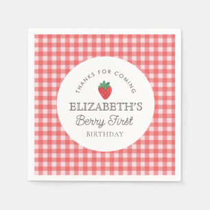 Strawberry Berry First Picnic Birthday  Napkin