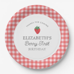 Strawberry Berry First Picnic Birthday Paper Plate