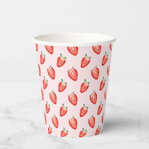 Strawberry Berry First Pink Birthday Paper Cups