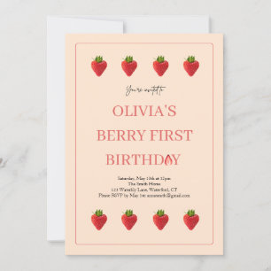 Strawberry Berry Fruit Birthday Party Invitation