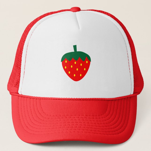 Strawberry Berry Fruit Summer Red Trucker Hat (Front)