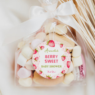 Strawberry Berry Fuchsia Baby Shower Thank You Classic Round Sticker