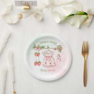 Strawberry Berry Girl Baby Shower  Paper Plate