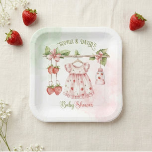 Strawberry Berry Girl Baby Shower  Paper Plate