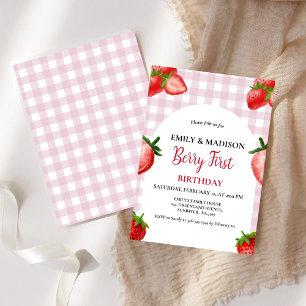 Strawberry Berry Girl First Birthday  Berry Sweet Invitation