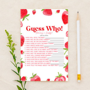 Strawberry Berry Guess Who! Baby Shower Game Stationery