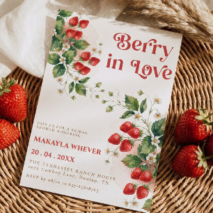 Strawberry Berry In Love Bridal Shower Invitation