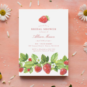 Strawberry Berry in Love Bridal Shower Invitation