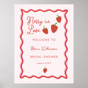 Strawberry Berry In Love Bridal Shower Invitation Poster