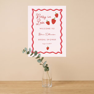 Strawberry Berry In Love Bridal Shower Invitation Poster