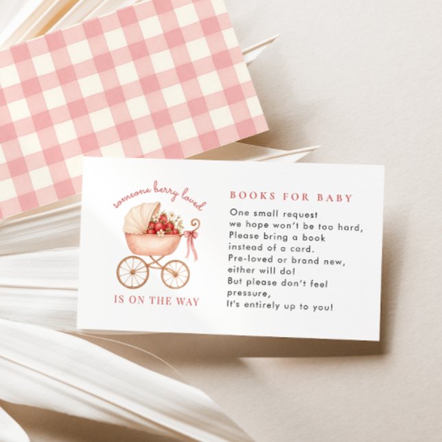 Strawberry Berry Loved Books For Baby Shower Enclosure Card (Creator Uploaded)