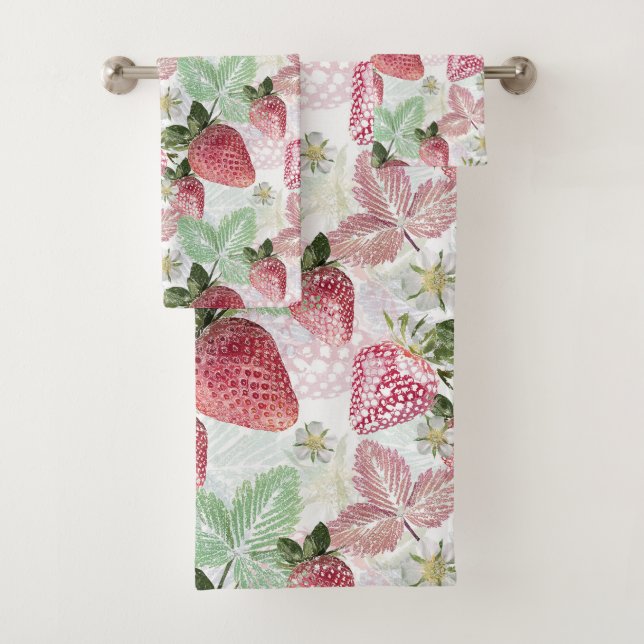 Strawberry, berry, red, fresh, ripe, sweet, food, bath towel set (Insitu)