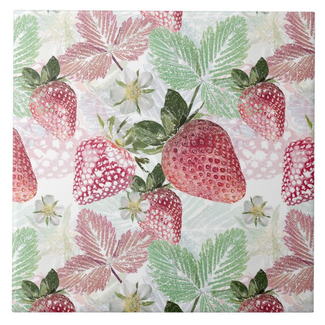 Strawberry, berry, red, fresh, ripe, sweet, food, tile (Front)