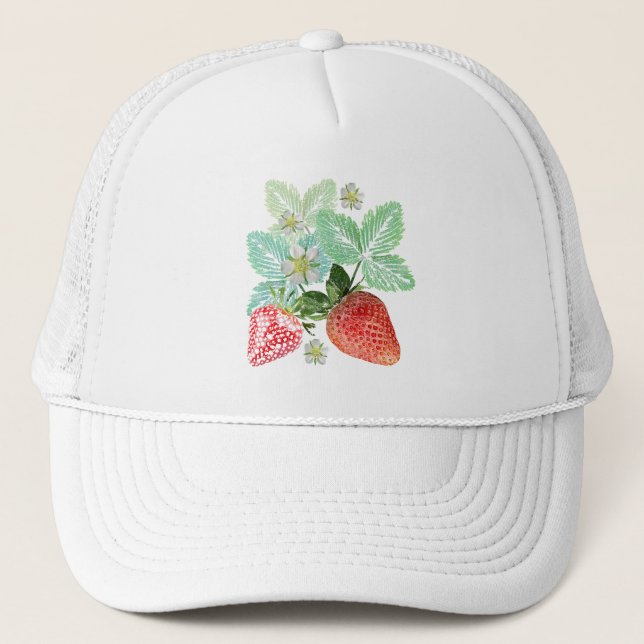 Strawberry, berry, red, fresh, ripe, sweet, food, trucker hat (Front)
