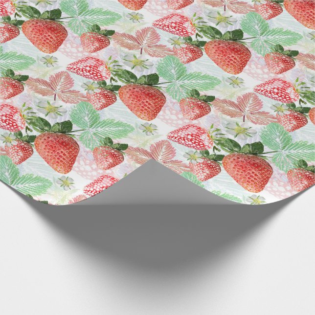 Strawberry, berry, red, fresh, ripe, sweet, food, wrapping paper (Corner)