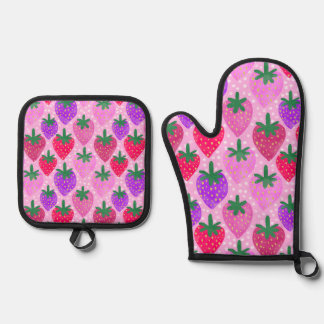 STRAWBERRY BERRY SPECIAL OVEN MIT OVEN MITT & POT HOLDER SET