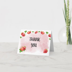 Strawberry Berry Sweet 1st Birthday Party Thank You Card