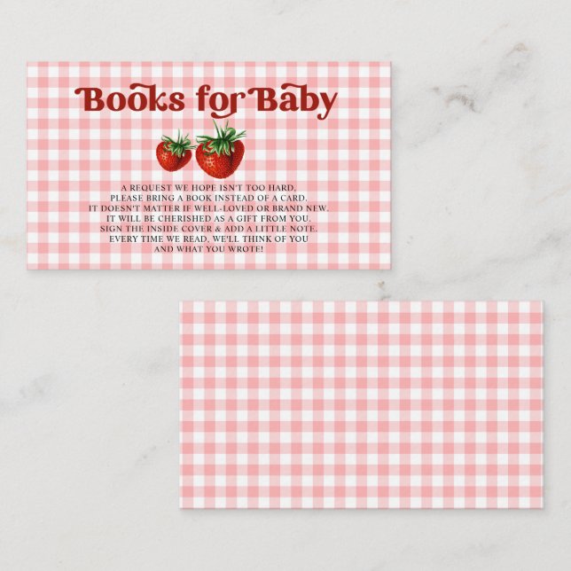 Strawberry Berry Sweet Baby Shower Book Request Enclosure Card (Front/Back)