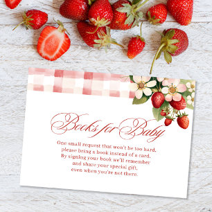 Strawberry Berry Sweet Baby Shower Books for Baby Enclosure Card