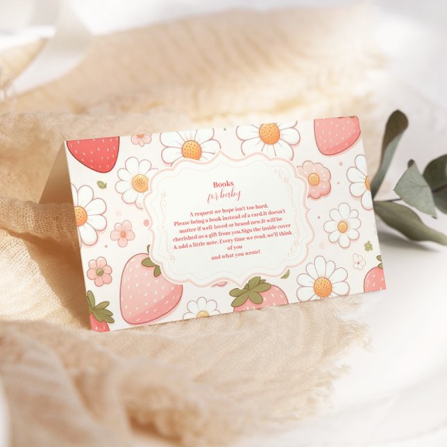 Strawberry Berry Sweet Baby Shower  Books for Baby Enclosure Card (Creator Uploaded)