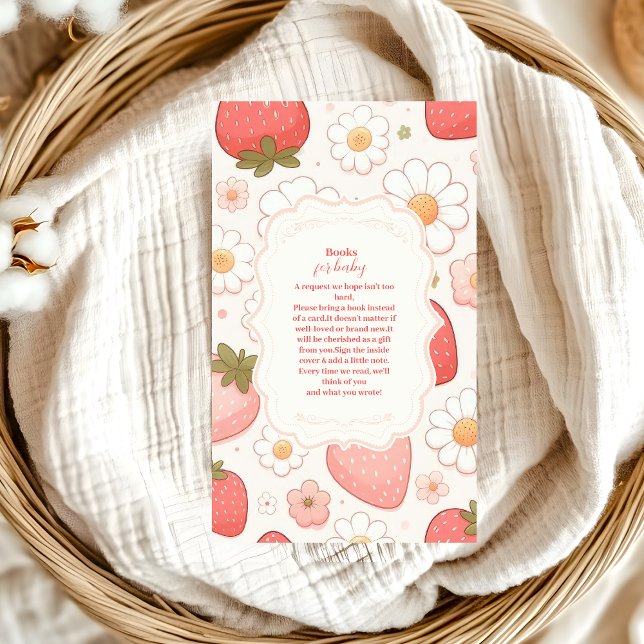 Strawberry Berry Sweet Baby Shower  Books for Baby Enclosure Card (Creator Uploaded)