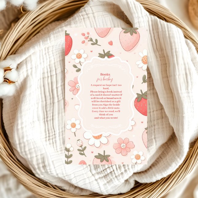 Strawberry Berry Sweet Baby Shower  Books for Baby Enclosure Card (Creator Uploaded)