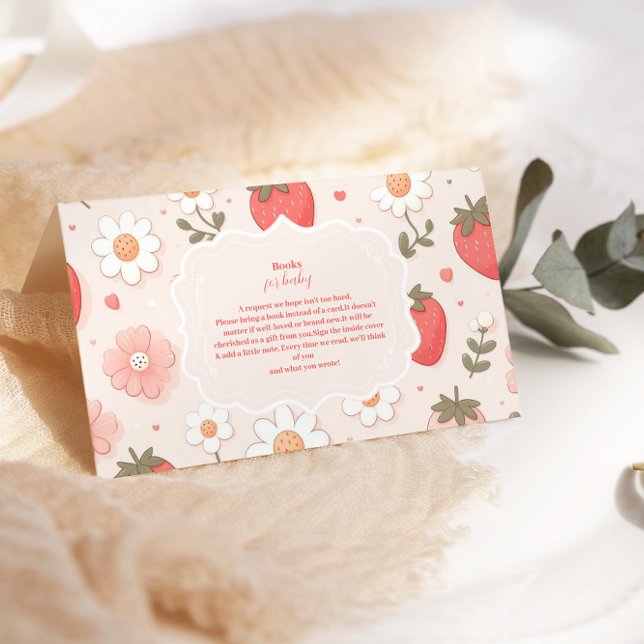 Strawberry Berry Sweet Baby Shower  Books for Baby Enclosure Card (Creator Uploaded)