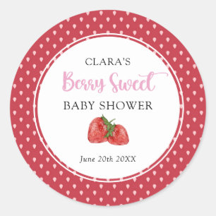 Strawberry Berry Sweet Baby Shower Classic Round S Sticker
