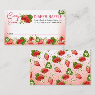 Strawberry Berry Sweet Baby Shower Diaper Raffle Business Card