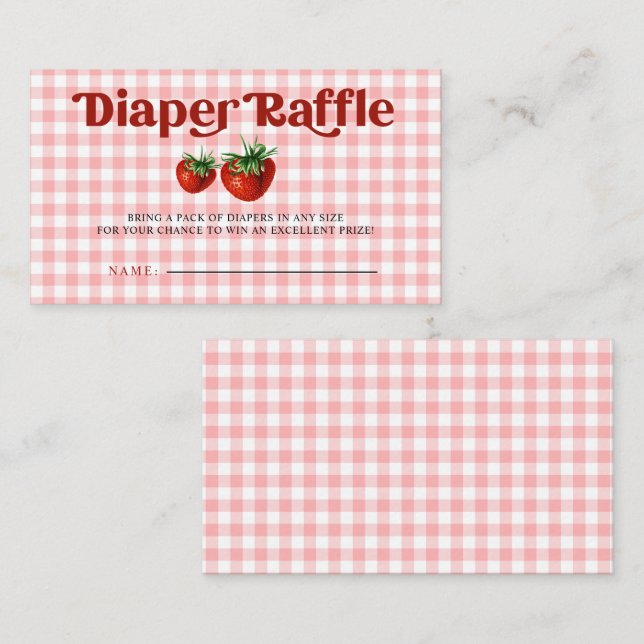 Strawberry Berry Sweet Baby Shower Diaper Raffle Enclosure Card (Front/Back)
