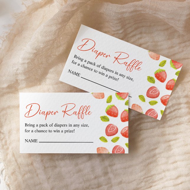 Strawberry Berry Sweet Baby Shower Diaper Raffle Enclosure Card (Creator Uploaded)