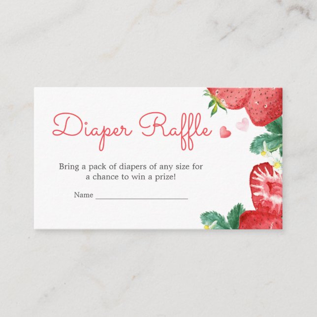 Strawberry Berry Sweet Baby Shower Diaper Raffle Enclosure Card (Front)