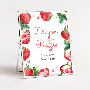 Strawberry Berry Sweet Baby Shower Diaper Raffle Poster