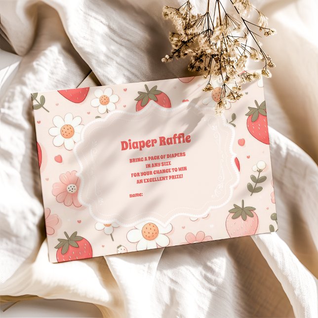 Strawberry Berry Sweet Baby Shower Diapper Raffle  Enclosure Card (Creator Uploaded)