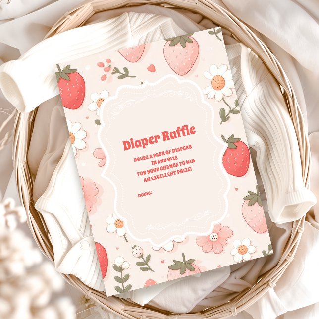 Strawberry Berry Sweet Baby Shower Diapper Raffle  Enclosure Card (Creator Uploaded)