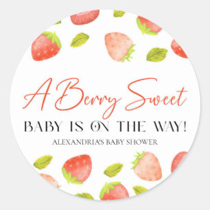 Strawberry Berry Sweet Baby Shower Favour Classic Round Sticker