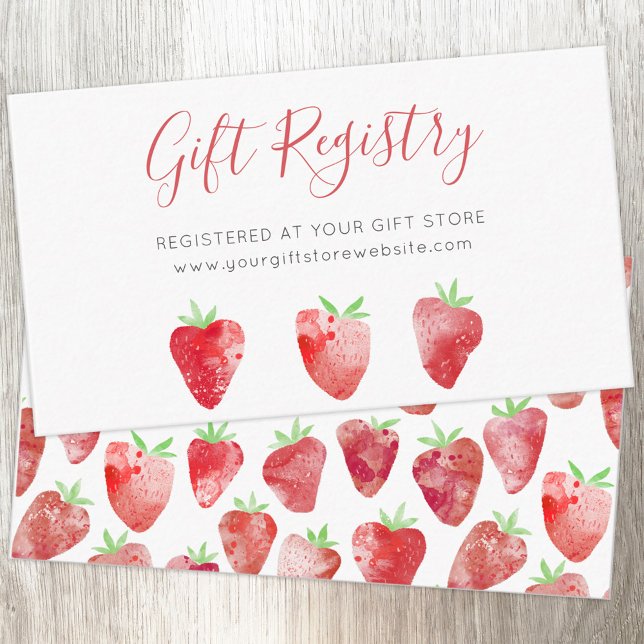 Strawberry Berry Sweet Baby Shower Gift Registry Enclosure Card (Strawberry Berry Sweet gift registry enclosure card)