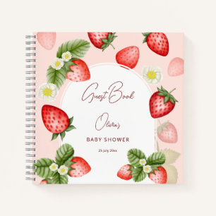 Strawberry  berry sweet baby shower guest book