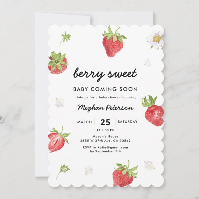 Strawberry Berry Sweet Baby Shower Invitation (Front)