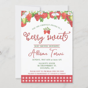 Strawberry, Berry Sweet Baby Shower Invitation
