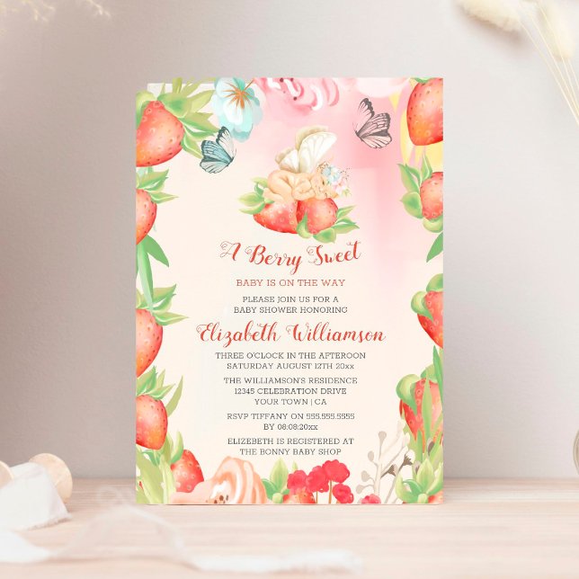 Strawberry Berry Sweet Baby Shower  Invitation (Creator Uploaded)