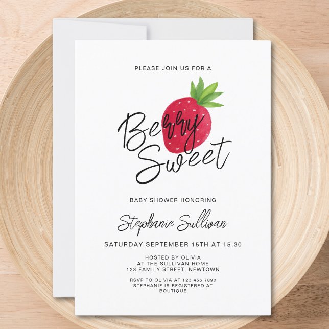Strawberry Berry Sweet Baby Shower  Invitation (Creator Uploaded)
