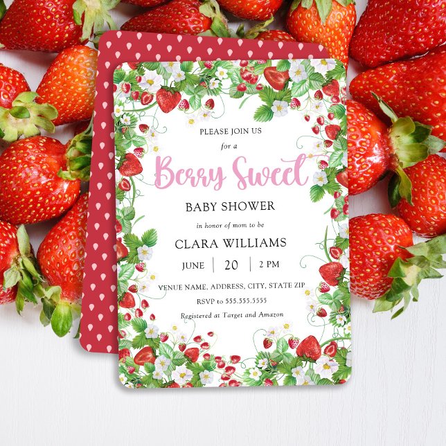 Strawberry Berry Sweet Baby Shower Invitation (Creator Uploaded)