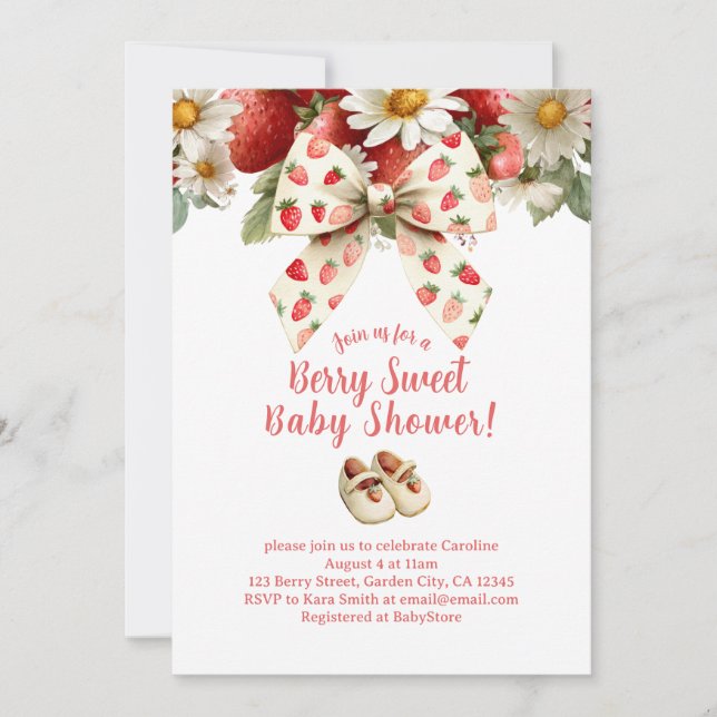 Strawberry Berry Sweet Baby Shower Invitation (Front)