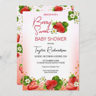 Strawberry Berry Sweet Baby Shower Invitation