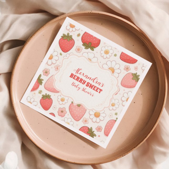 Strawberry Berry Sweet Baby Shower  Napkin (Creator Uploaded)