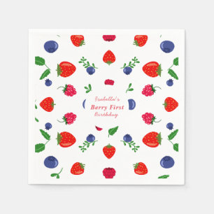 Strawberry berry sweet baby shower napkin