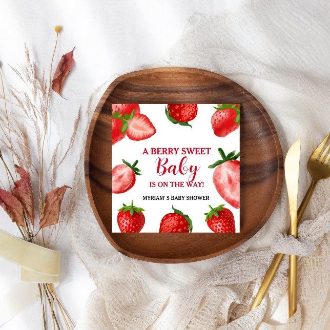 Strawberry Berry Sweet Baby shower On the way  Napkin (Creator Uploaded)