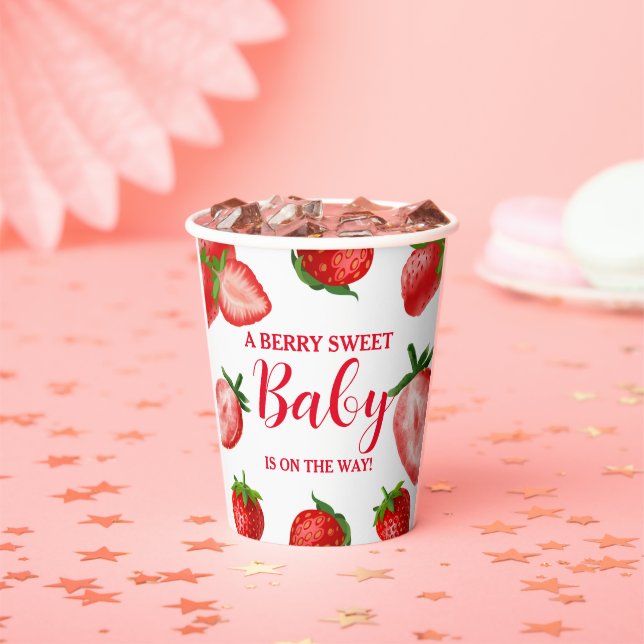 Strawberry Berry Sweet Baby shower On the way  Paper Cups (Insitu)