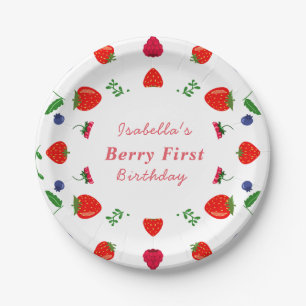 Strawberry berry sweet baby shower paper plate